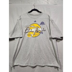 Y2K Los Angeles Lakers Adidas Locker Room T-Shirt‎ 2XL Grey NBA 2009 Champions